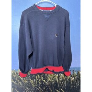 Tommy Hilfiger Vintage Crested Blue Knit Sweater Men's Size Large